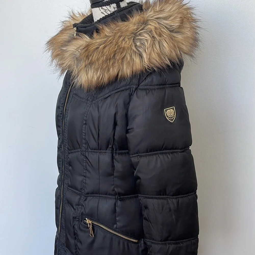 Vince Camuto Black Puff Winter Coat Parka - Size Small - Picture 4 of 9